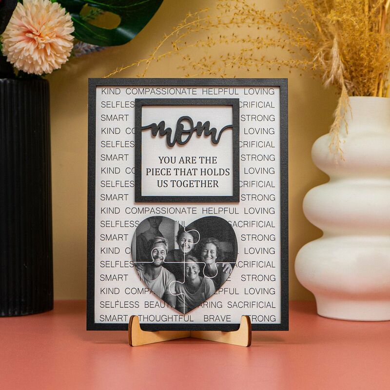 Personalized Heart Shaped Photo Puzzle Frame Warming Mother's Day Gift