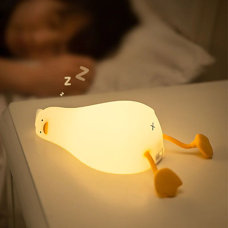 Flat-lying duck night light Fun and creative silicone LED night light