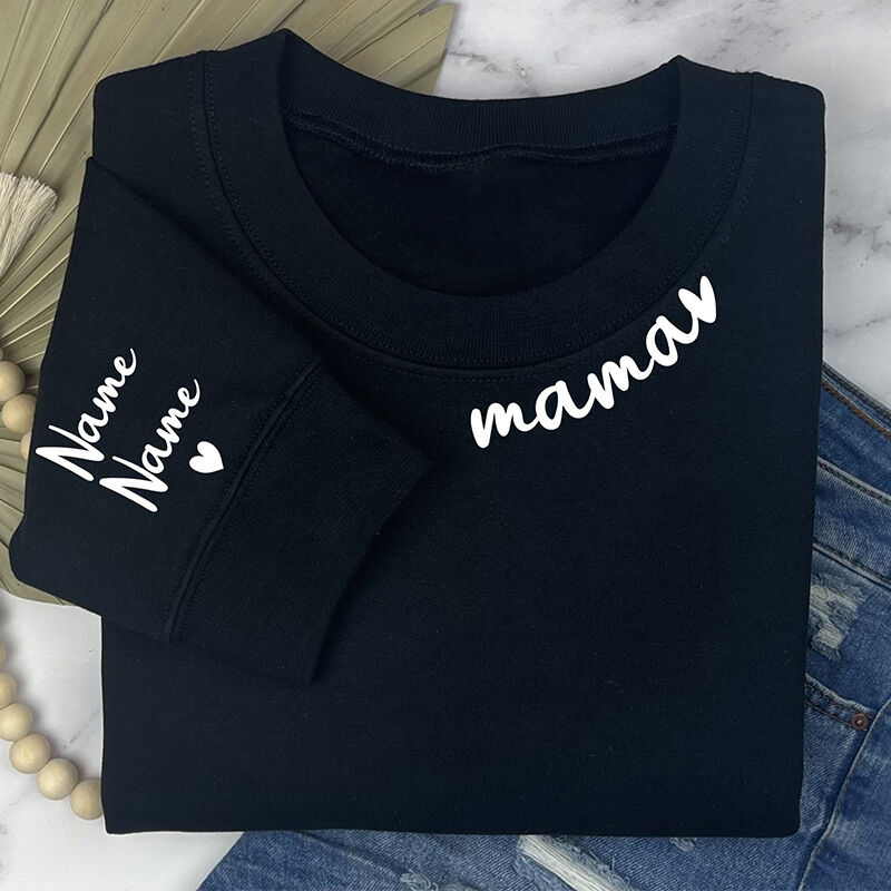 Personalized Sweatshirt Puff Print Optional Nickname with Custom Names Perfect Mother's Day Gift