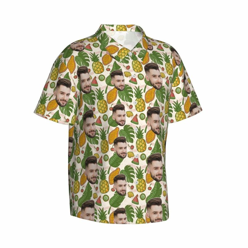 Camisa hawaiana personalizada con estampado de frutas tropicales para regalar a la familia