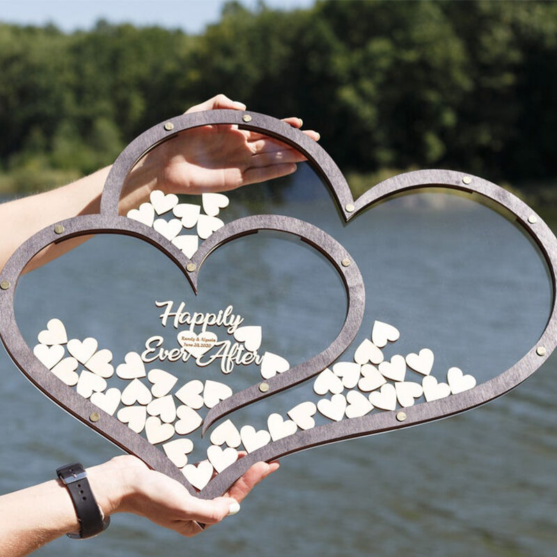 Libro de Visitas de Madera de Amor de Doble Capa Personalizado Regalo romántico del Día de San Valentín