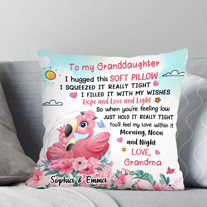 Oreiller personnalisé avec motif flamant rose, cadeau doux pour enfants