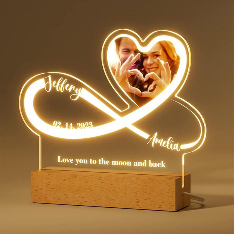Personalized Picture Night Light Heart Design Interesting Gift for Couples
