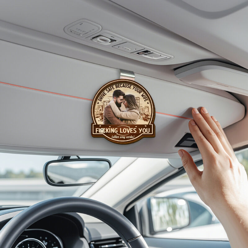 Custom Shaped Car Visor Clip Add Photos Drive Safe Birthday Gift for Husband