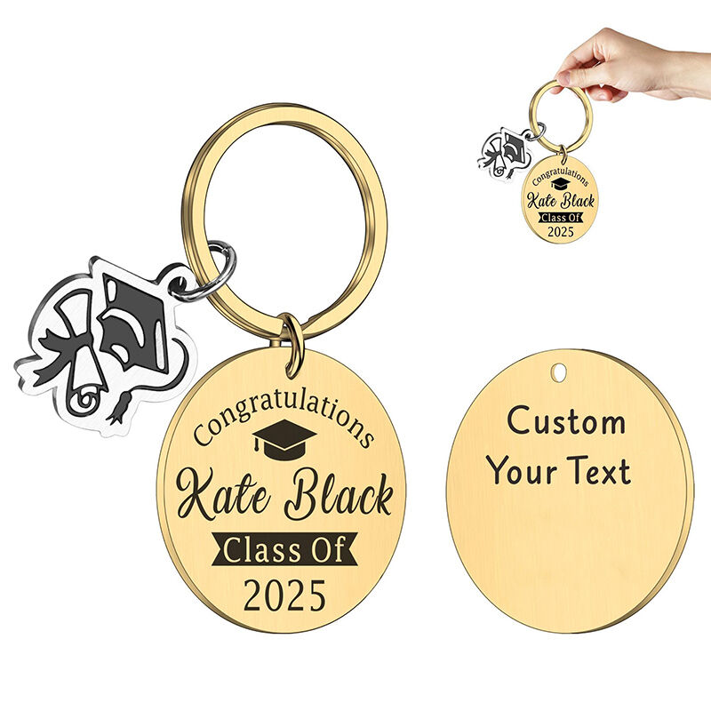 Personalized Metal Keychain Customized Name and Year Graduation Gift for Friends