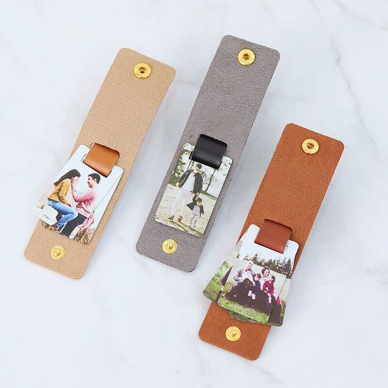 Gepersonaliseerde foto sleutelhanger met leren etui Gepersonaliseerde woorden Betekenisvol cadeau voor hem en papa