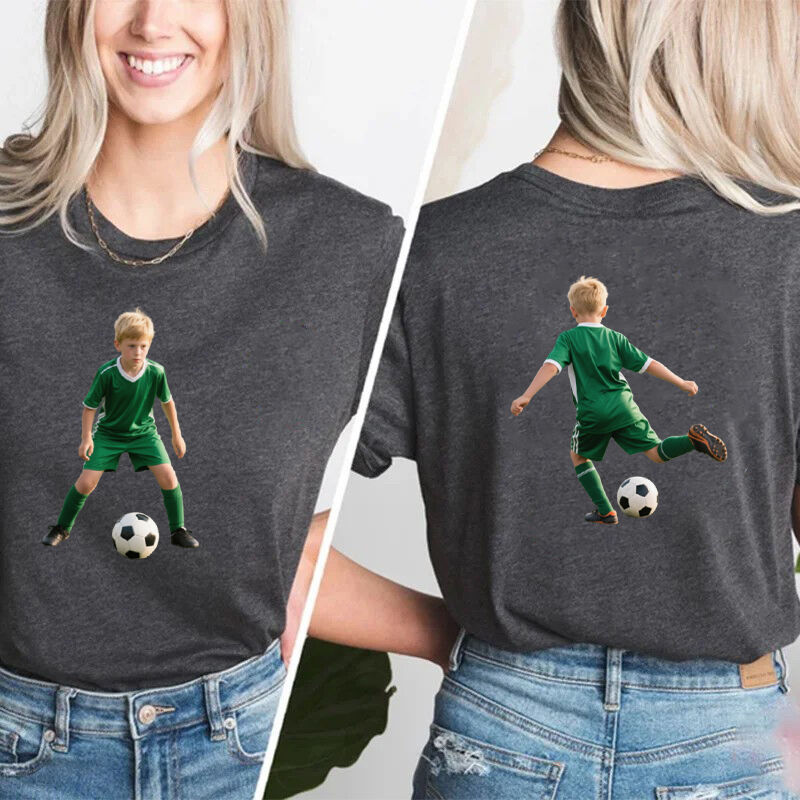 Personalized T-shirt Custom Front and Back Photos Capture The Moments Perfect Gift for Mom Sports Lovers