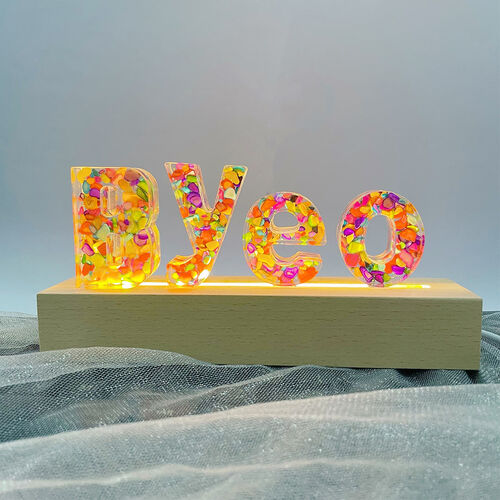 Personalisierte Bunte Steine Harz Name Initial Lampe