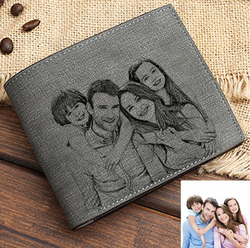 Personalized Double-Side Photo Men's Gray Wallet