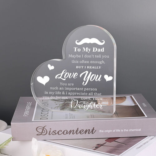Geschenk für Papa "Ich habe dich wirklich lieb" Acrylplakette in Herzform