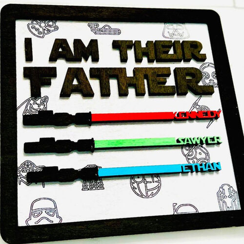 Personalized Lightsaber Name Puzzle Frame with Star Wars Pattern for Father's Day