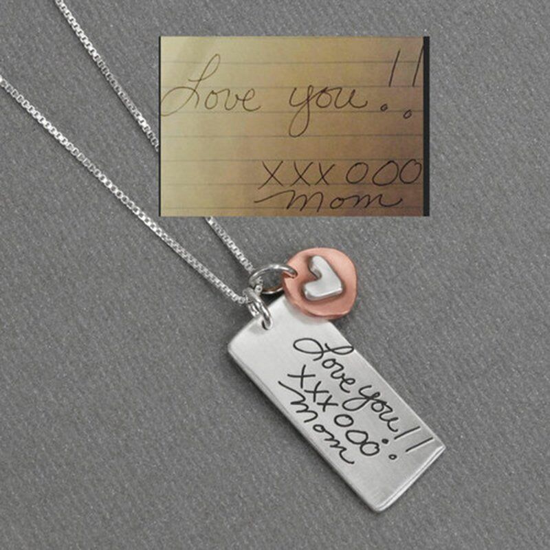 Custom Handwriting Necklace-Gift For Women-Sculpted Rectangle