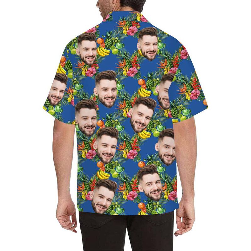 Custom Face Delicious Summer Fruits Men's All Over Print Hawaiian Shirt
