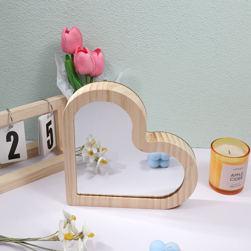 Personalized Picture Mirror Lamp Heart Shape Warm Gift for Your Love