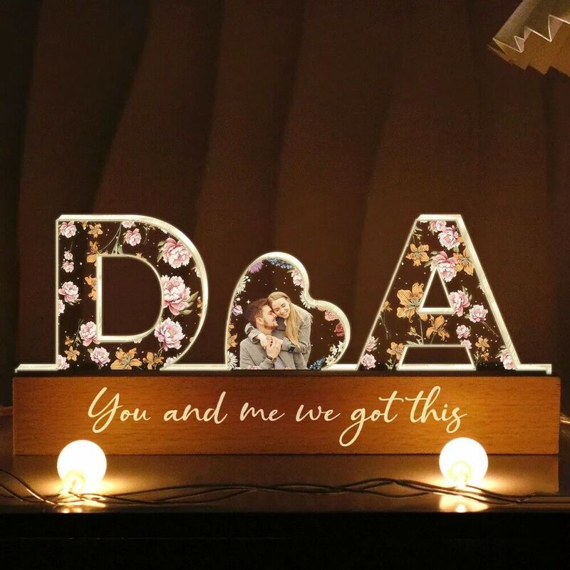 Personalized Birthday Flower Letter Lamp Customized Couple Photo Gift For Anniversary