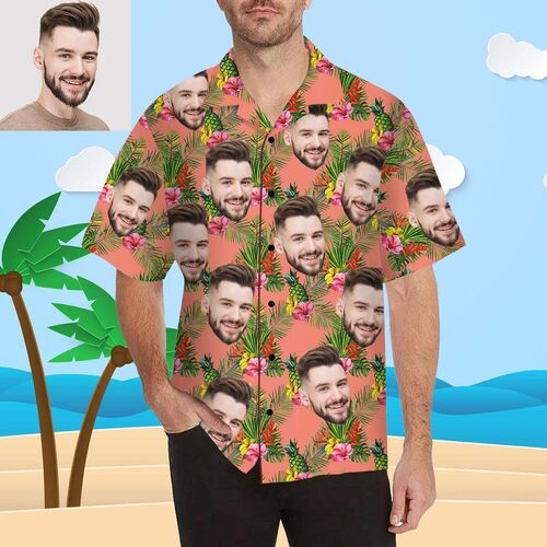 Magliette Personalizzate con Volto Stile Hawaiano Pianta e Frutta Estate per Uomo
