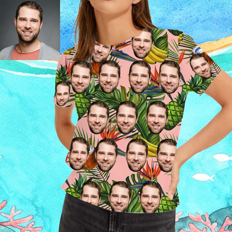 "Summer Fruit" Custom Face Women's Hawaiian T-Shirt