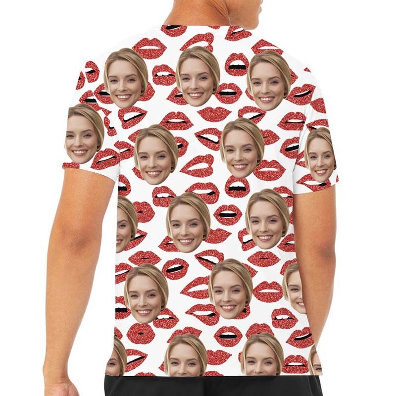 T-shirt hawaïen personnalisé imprimé avec des lèvres rouges sexy