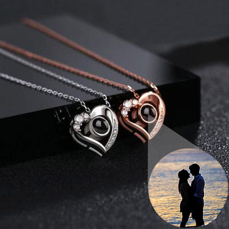 Sterling Silver Personalized Photo Projection Necklace With Picture Inside -My Heart Will Go On