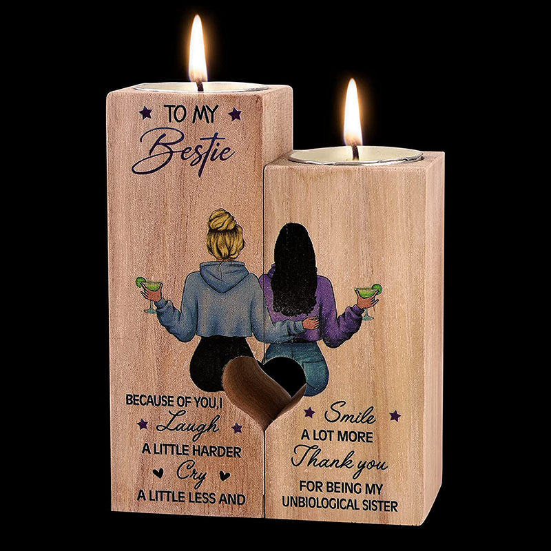 Holder Wooden Craft Candlestick Shelf Romantic Birthday Gift for Best Friend