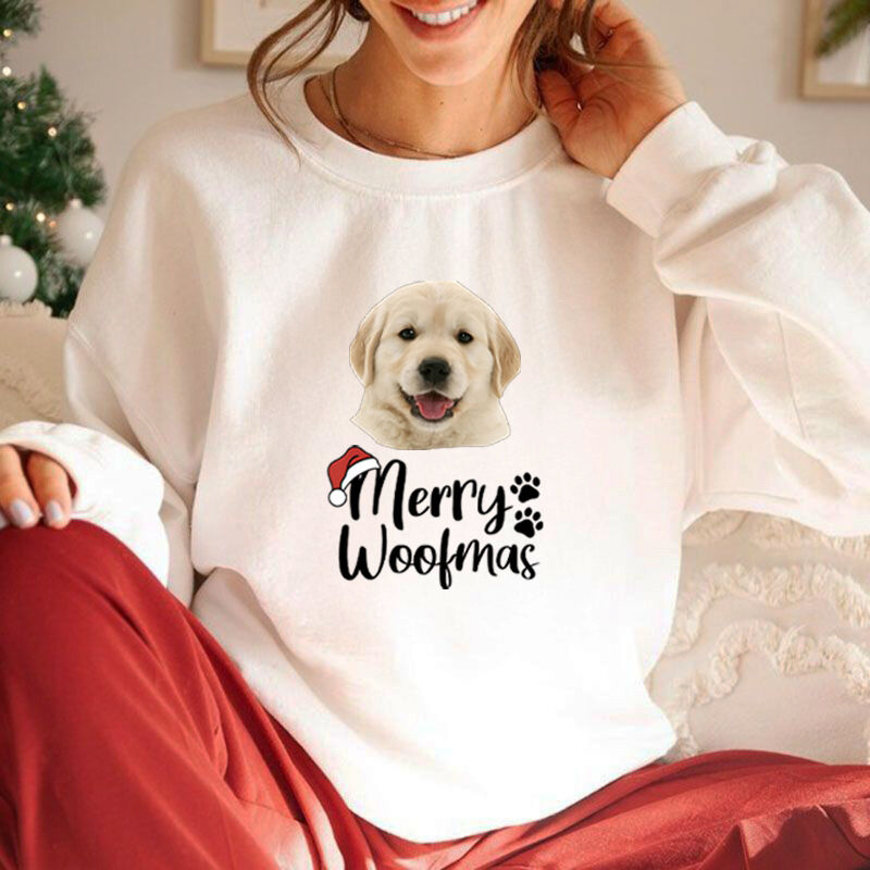Sudadera personalizada con foto de cabeza de cachorro de Navidad para amantes de las mascotas