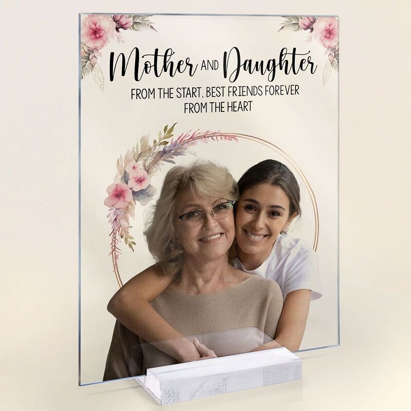 Personalized Acrylic Photo Plaque Mother And Daughter Garland Design Perfect Gift for Mom