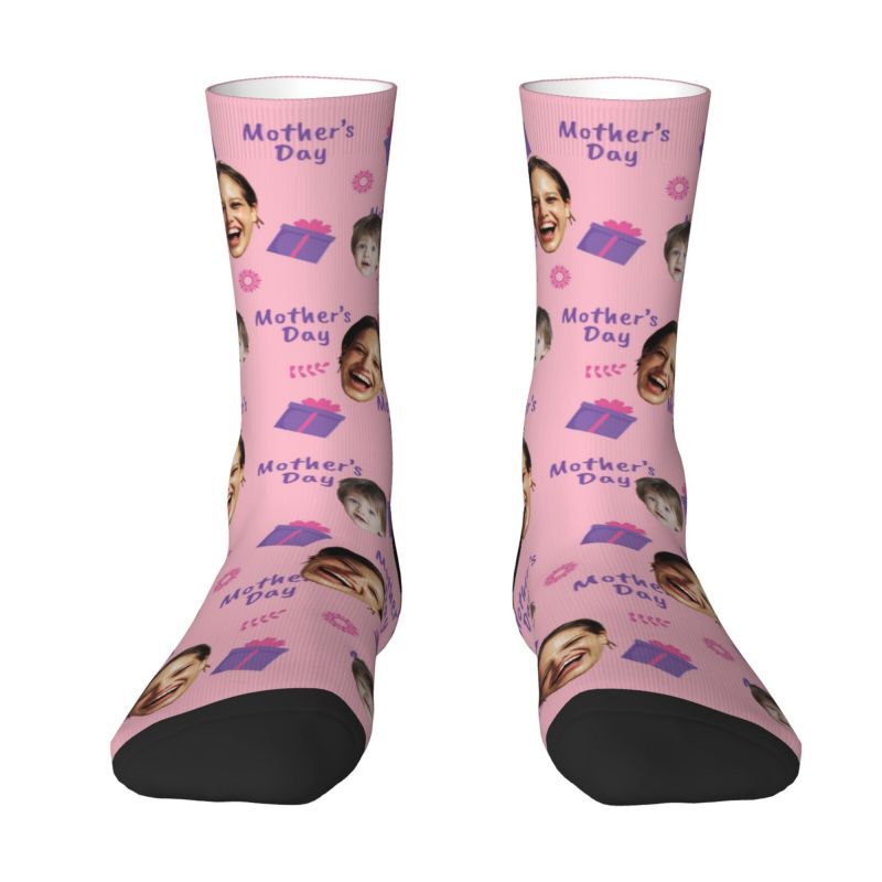 Custom Face Socks with GiftBox Pictures for Mother's Day