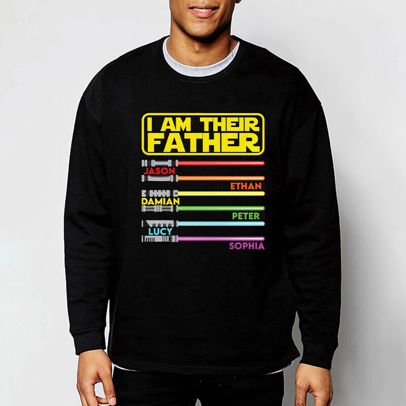 Personalized Sweatshirt I'm Their Father Lightsaber Pattern Custom Names Design Attractive Gift for Dear Dad