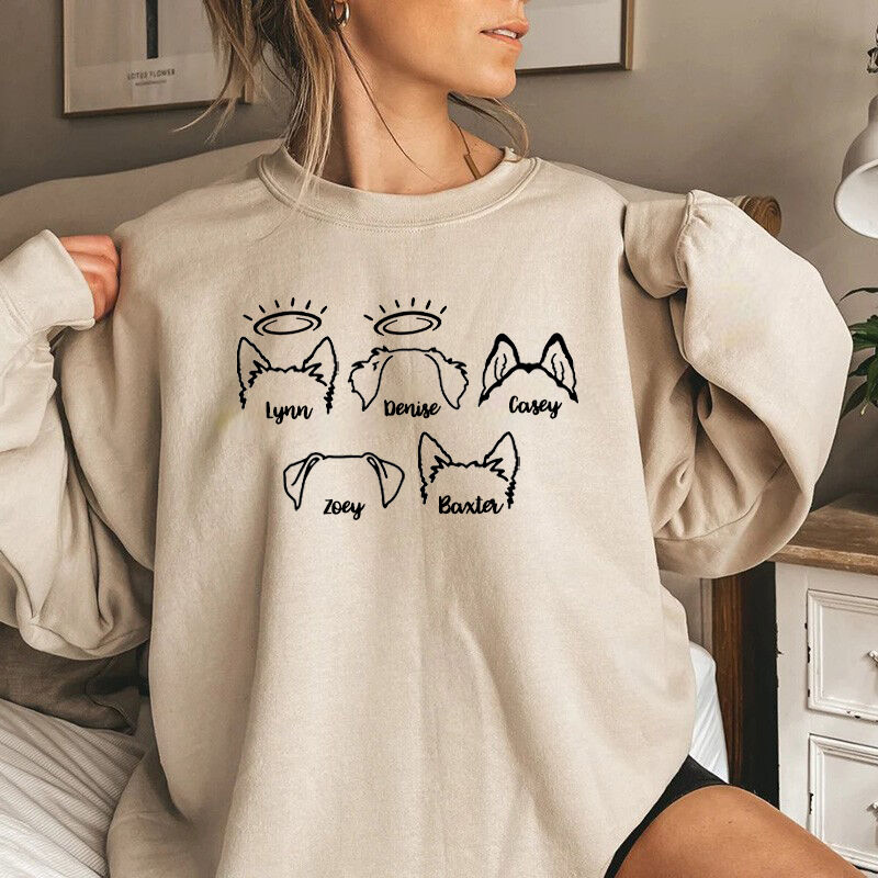 Sweatshirt personnalisé brodé d'un contour d'oreille de chiot Cadeau adorable pour l'amoureux de son animal de compagnie