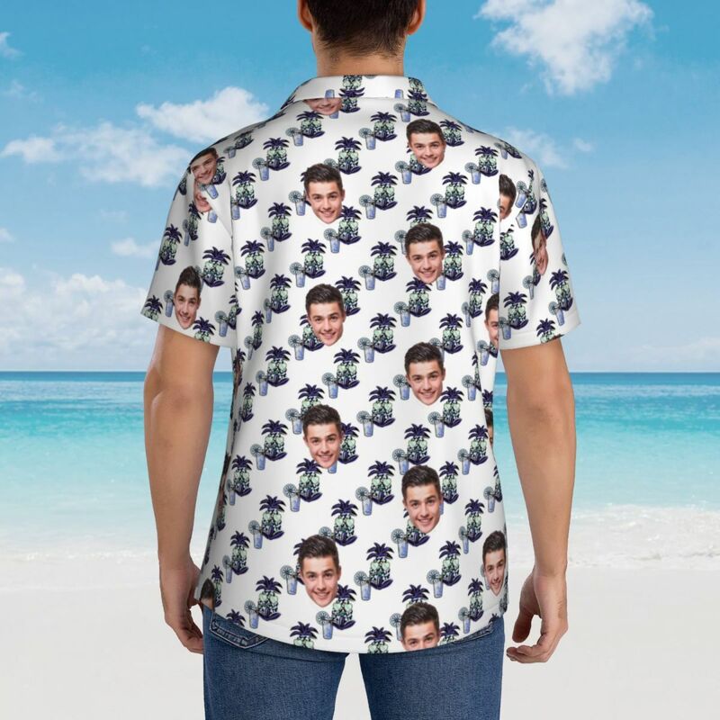 Personalisierte Hawaiihemden Grünes Blumendesign Personalisiertes Strandhemd für Männer