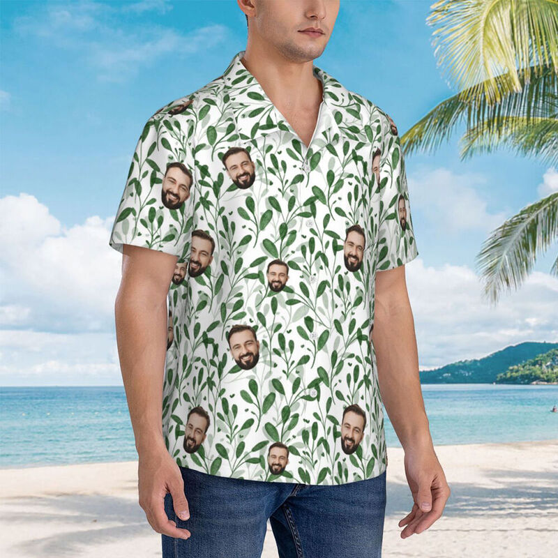 Camicie hawaiane personalizzate Flowers and Leaves Design Camicia da spiaggia personalizzata per uomo