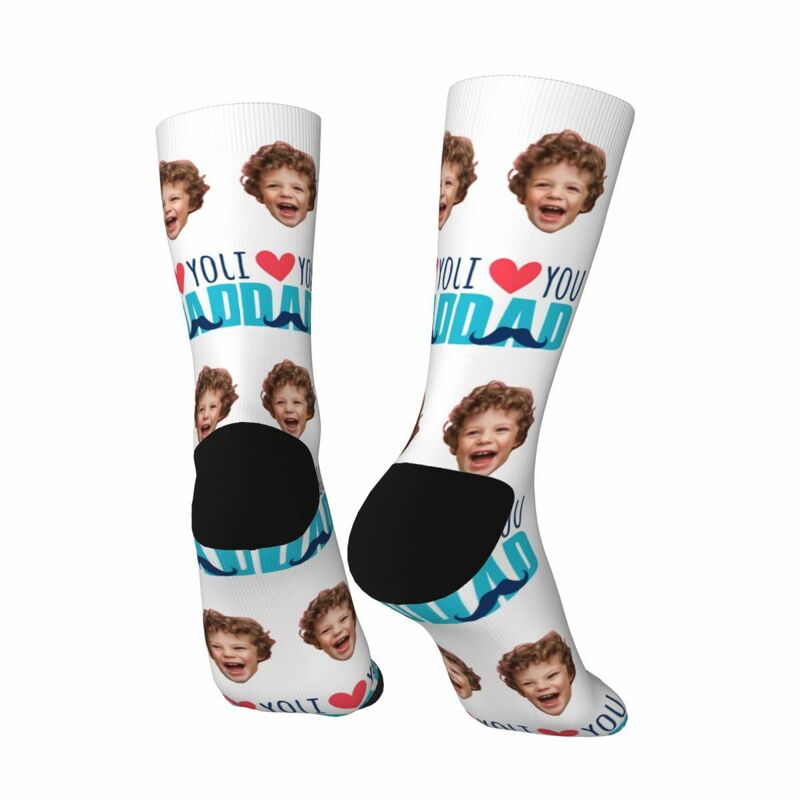 "I LOVE DADDY" Customized Face Socks Mid-calf Socks Father's Day Gift