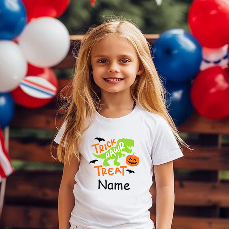 Personalized Children's T-Shirts Customized Name Strips Halloween Patterns Funny Gifts For Kids