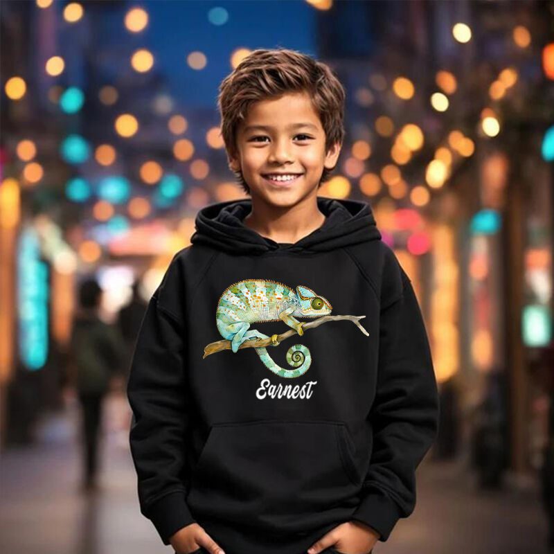 Sweat à capuche personnalisé pour enfants avec étiquette de nom et impression d'animaux Cool Cadeaux pour garçons