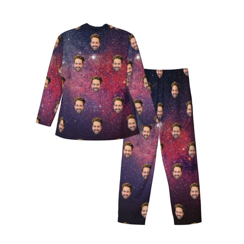 Personalized Pajamas Custom Photo Magnificent Universe Galaxy Pattern Design Gift for Family