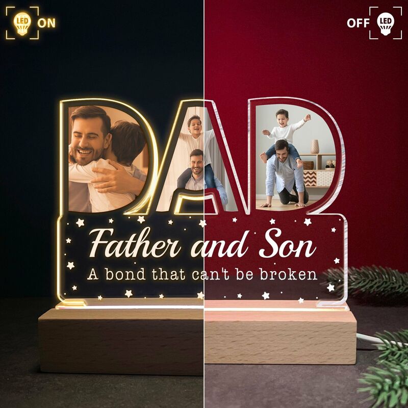 Personalized Led Lights Custom Photo And Text Gifts For The Best Dad