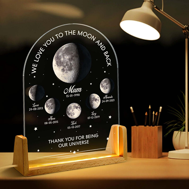 Personalized Moon Phase Picture Night Light with Custom Name Funny Present for Parents