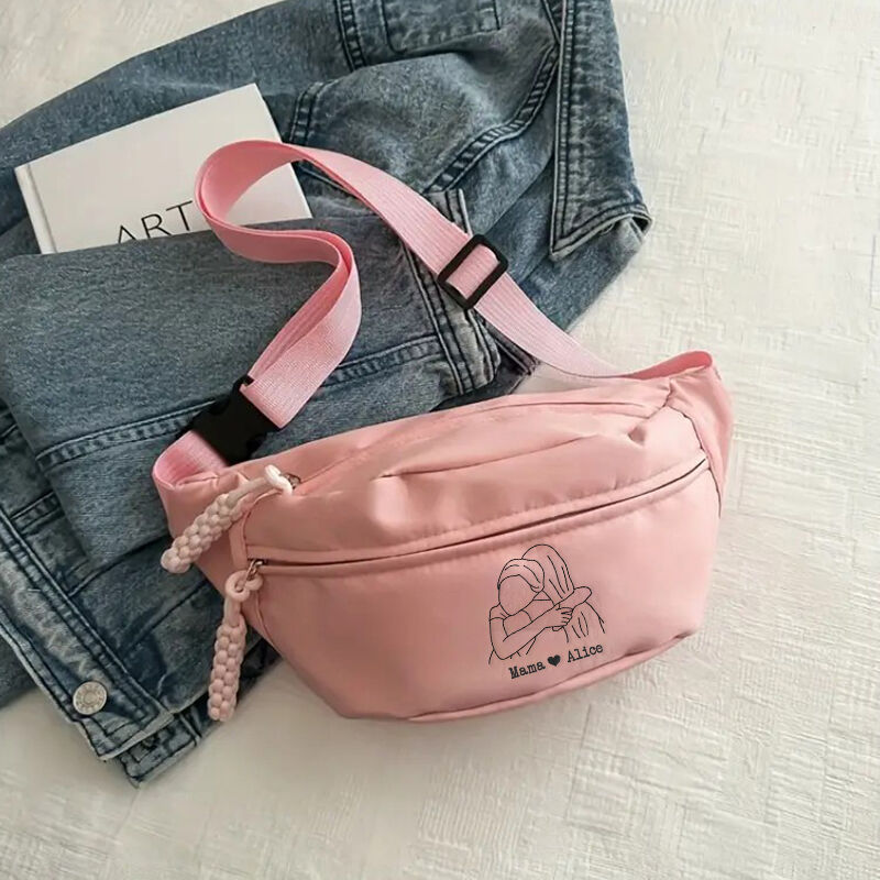 Personalized Photo Embroidered Waist Bag with Custom Name Precious Gift for Mama