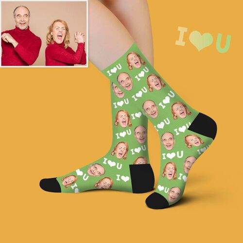 Calcetines personalizados largos con foto de cara para pareja de amor
