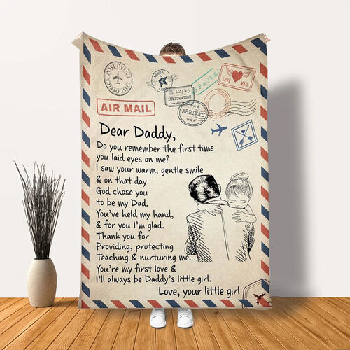 Personalisierte Luftpost Liebesbrief Decke für Papa von kleinem Mädchen