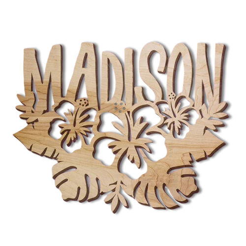 Personalized Flowers Wood Name Sign Home Decor