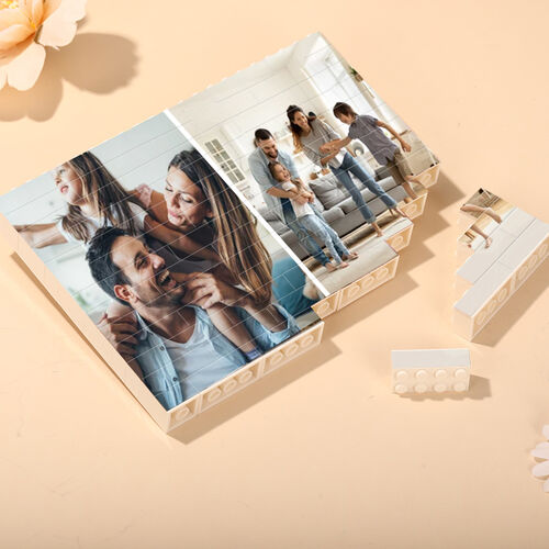 Personalisierte Bausteine Puzzle 2 Fotos Bauklötze Rechteck für Familie