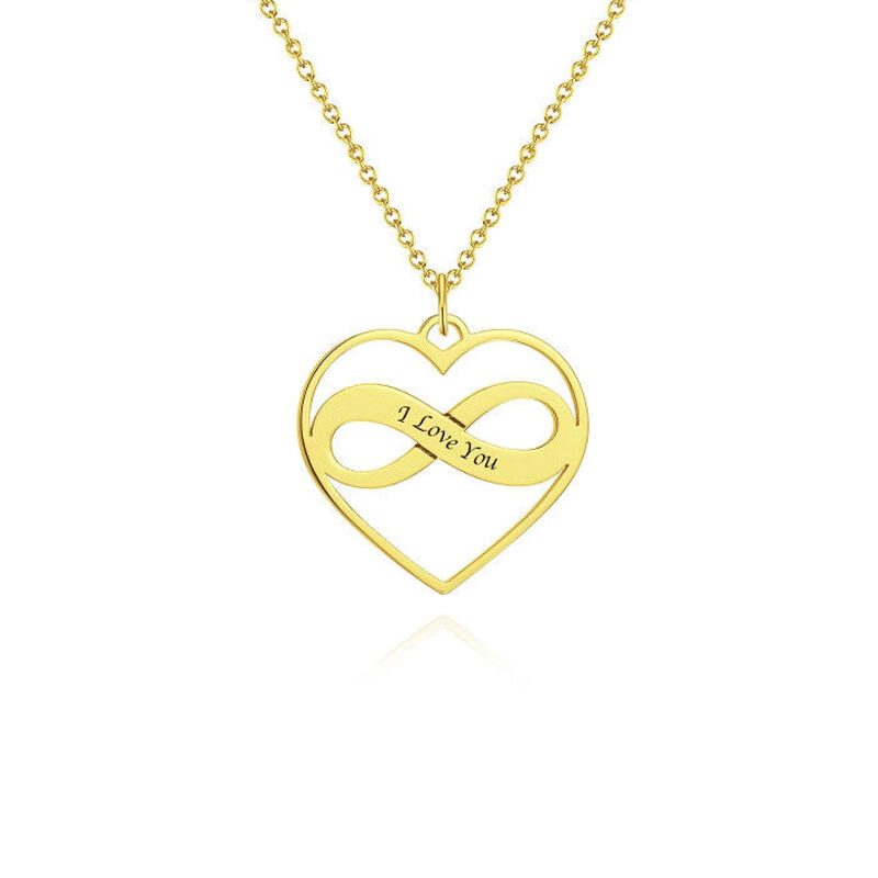 "Remained Of Love" Heart Infinity Engraved Necklace