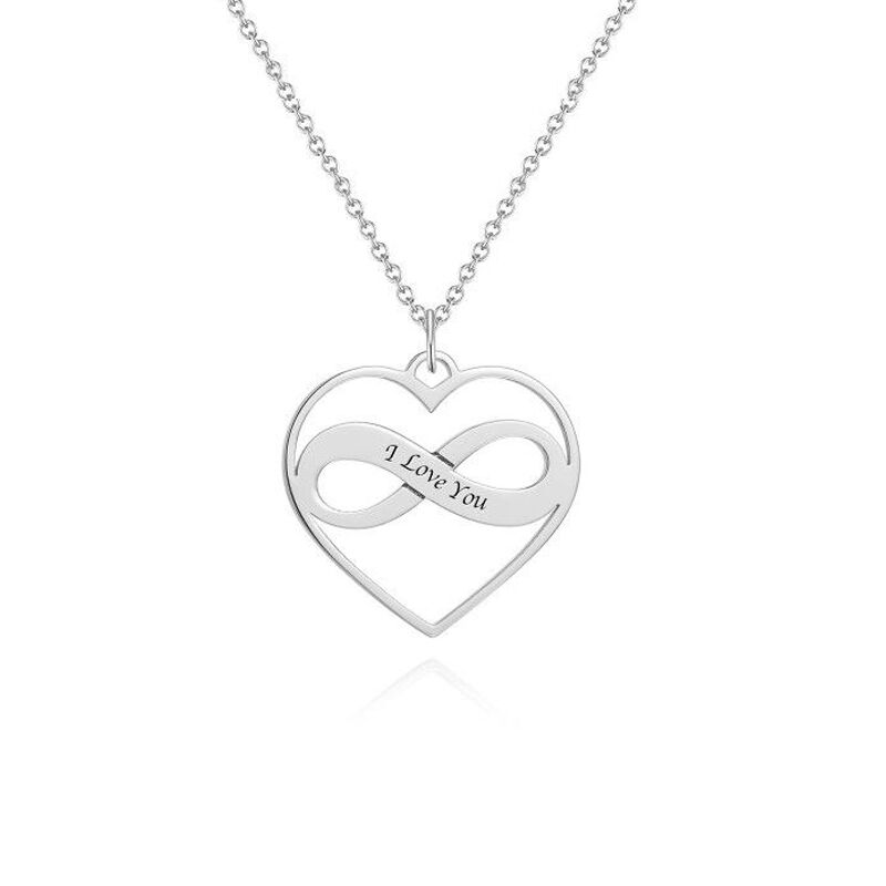 "Remained Of Love" Heart Infinity Engraved Necklace