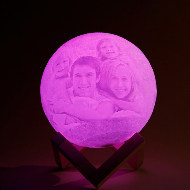 Lampe Lune 7 Couleurs avec Photo Personnalisée en 3D (10cm-20cm)