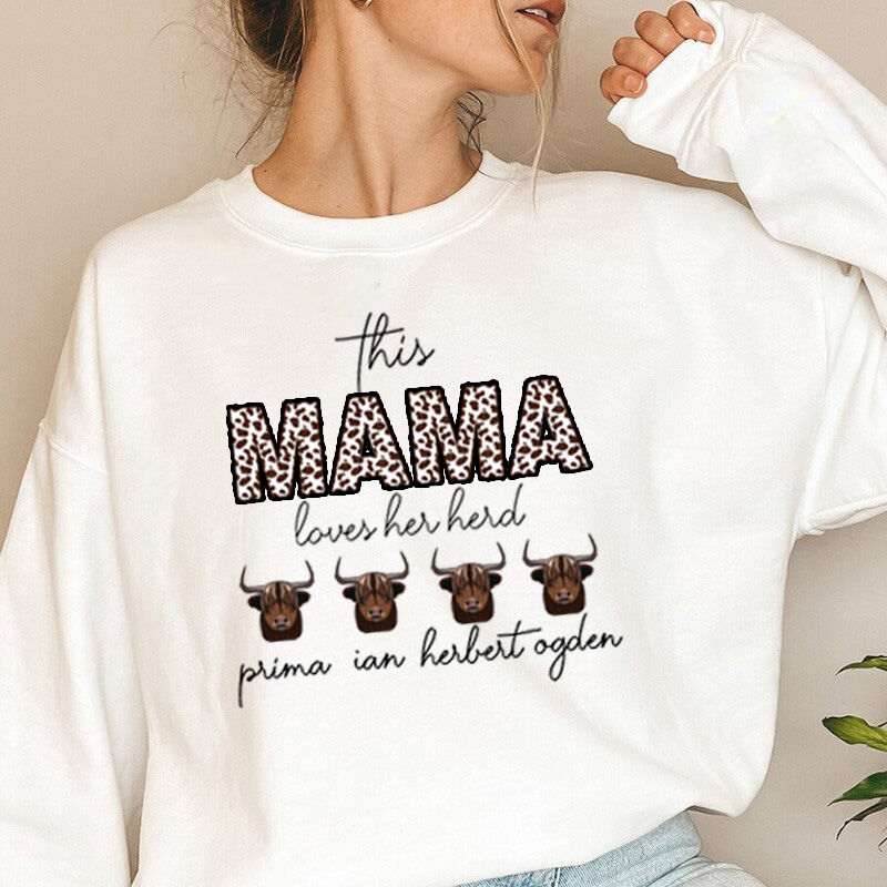 Personalized Sweatshirt with Custom Name and Bullhead Design for Super Mom