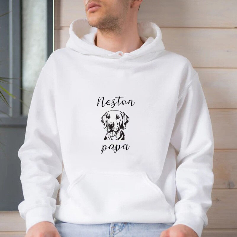 Personalized Hoodie with Custom Pet Portrait Sketch and Name Great Gift for Pet Loving Dad