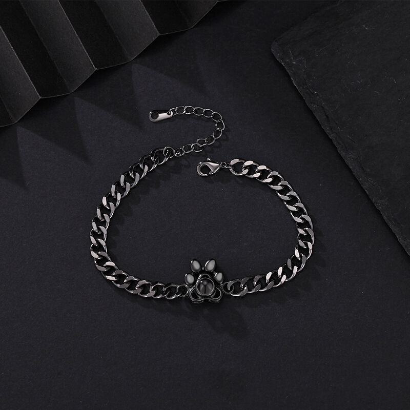 Personalized Projection Picture Bracelet With Paw Pendant Christmas Gift For Pet Lovers