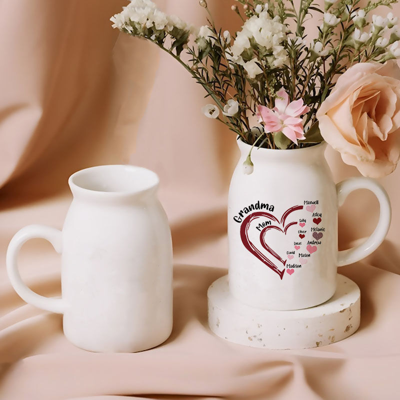 Vase à fleurs personnalisé avec un joli coeur Cadeau précieux pour la fête des mères