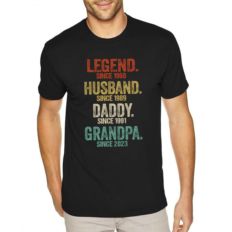 Personalisiertes T-Shirt Legende Ehemann Papa und dann Opa Custom Jahr einzigartiges Geschenk für den Vatertag